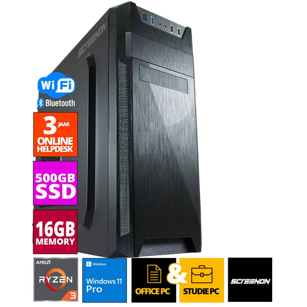 Budget Office PC - Ryzen 3 - 500 Go NVME SSD - 16 Go de RAM - Radeon Vega 8 - y compris Office Professional Plus 2021