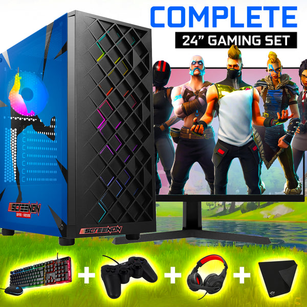 Screenon - Terminer le jeu PC Fortnite Gaming - X22899 - V1 (Game PC X22899 + Moniteur de 24 pouces + clavier + souris + contrôleur)