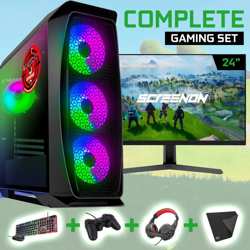 Screenon - Set de jeu - X250126 - V1 (Gamepc.x250126 + moniteur de 24 pouces + clavier + souris)