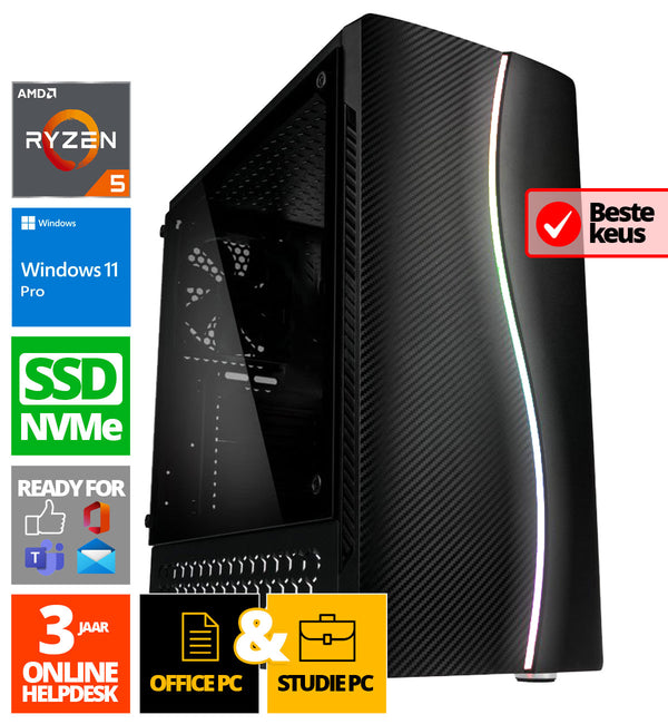 Budget Office PC - Ryzen 5 - 1TB NVME SSD - 16 Go de RAM - Radeon Vega 7 - Windows 11 Pro