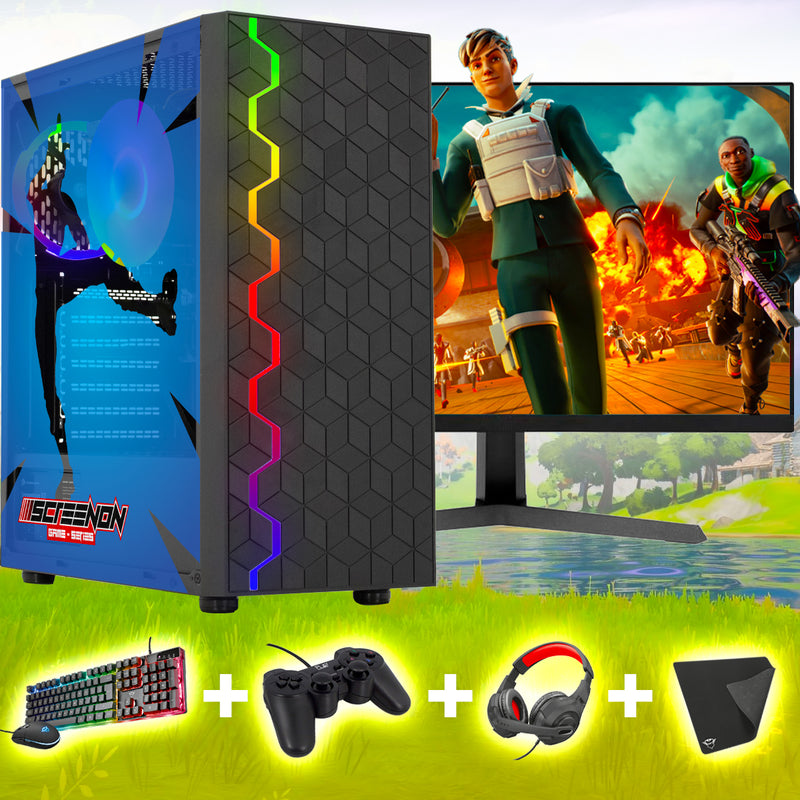 Screenon - Fortnite Edition Gaming Set - X103154 - V1, V2 & V3 (Gamepc.x103154 + moniteur de 24 pouces + clavier + souris + contrôleur + incl. 20 € Crédit à vapeur)