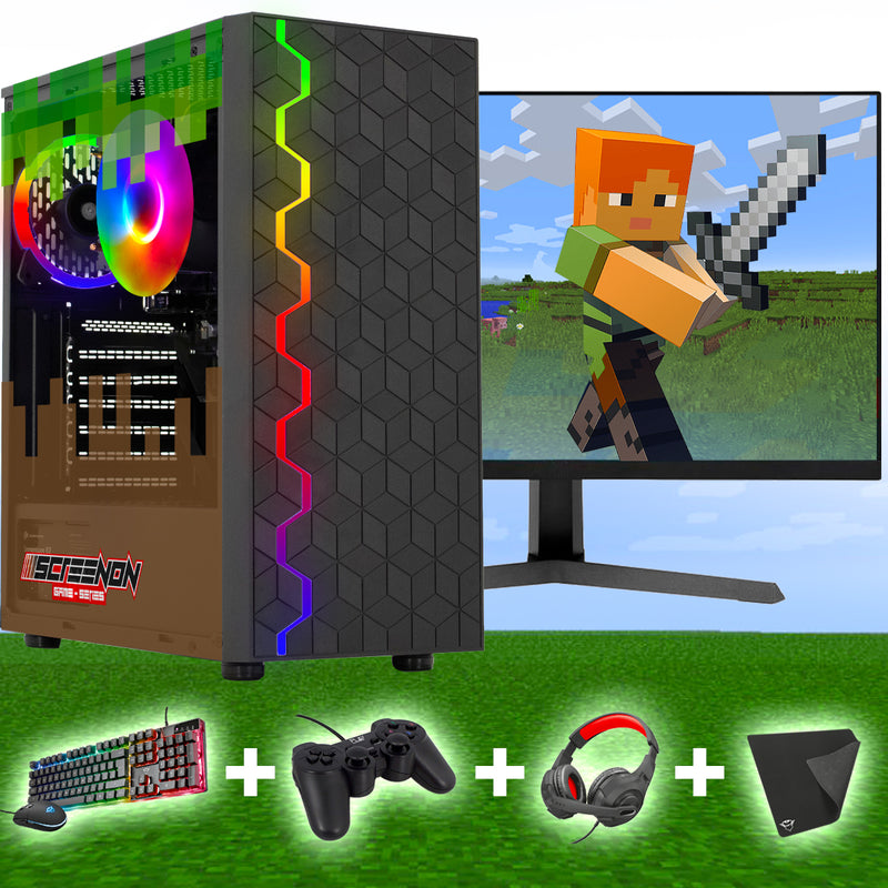 Screenon - Set de jeu Minecraft Edition - X104154 - V1, V2 & V3 (Gamepc.x104154 + moniteur de 24 pouces + clavier + souris + contrôleur + incl. 20 € Crédit à vapeur)