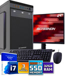 Ensemble PC complet Intel | Intel Core i7 | 64 Go DDR4 | 2 TB SSD - NVME + moniteur de 24 pouces + souris + clavier | Windows 11 Pro