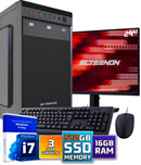 Ensemble PC complet Intel | Intel Core i7 | 32 Go DDR4 | 1 TB SSD - NVME + moniteur de 24 pouces + souris + clavier | Windows 11 Pro