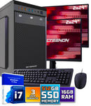 Ensemble PC complet Intel | Intel Core i7 | 32 Go DDR4 | 1 TB SSD - NVME + 2 x moniteur de 24 pouces + souris + clavier | Windows 11 Pro