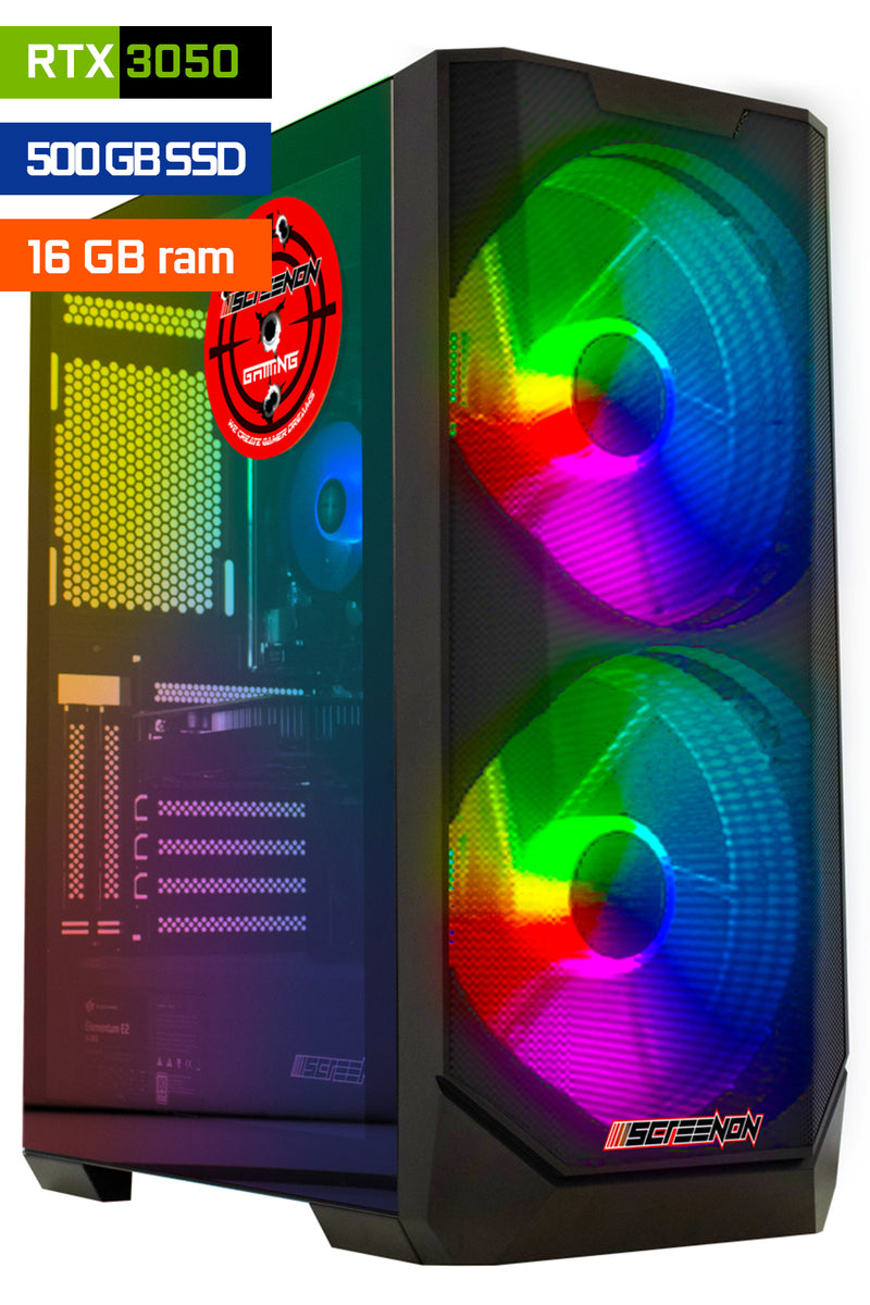 Screenon - Ryzen 5 - 500 Go M.2 SSD - 16 Go de RAM - GeForce RTX 3050 - Game PC E723125 - WiFi