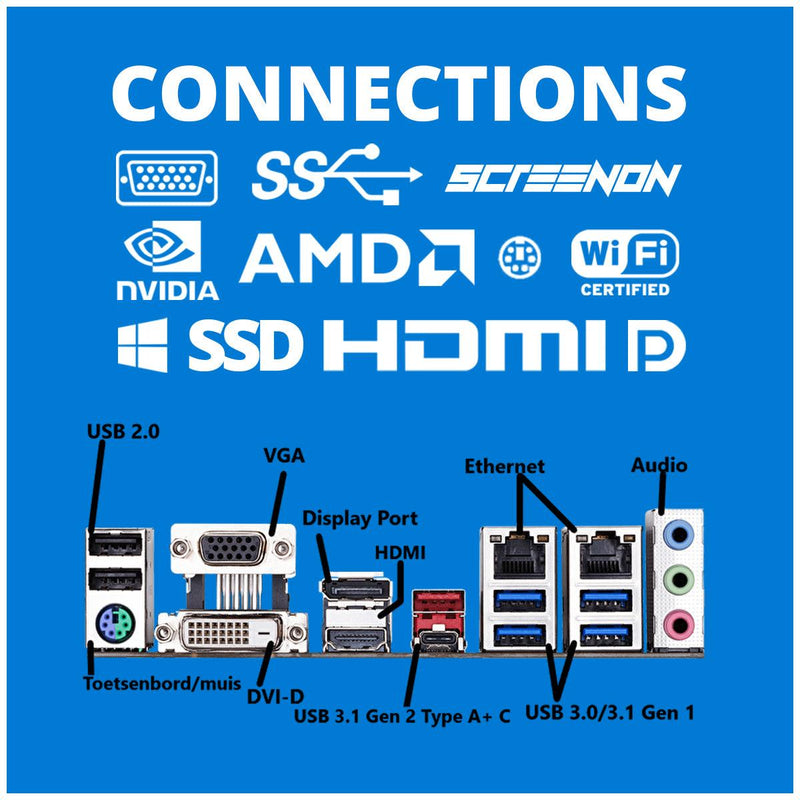 Intel Compleet PC | Intel Core i5 | 16 GB DDR4 | 1 TB SSD - NVMe | RTX 3050 | Windows 11 Pro - ScreenOn