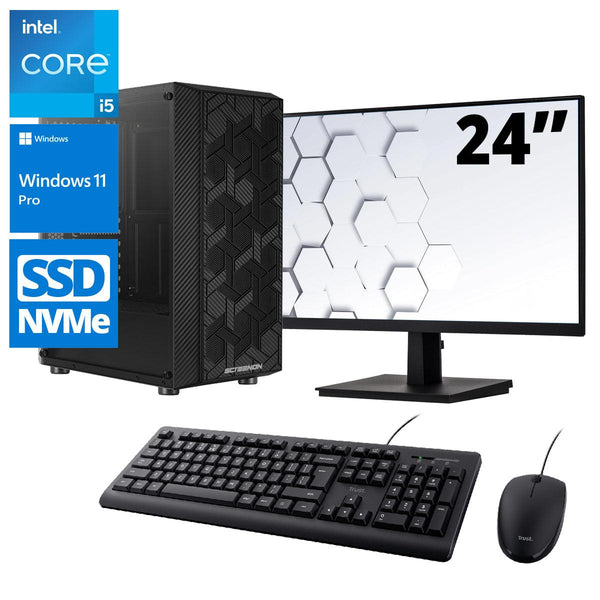 Intel Compleet PC SET | Intel Core i5 | 8 GB DDR4 | 500 GB SSD - NVMe + 24 Inch Monitor + Muis + Toetsenbord | Windows 11 Pro - ScreenOn