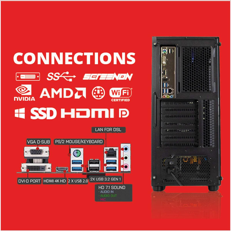 ScreenON - AMD Athlon 300GE - 512GB M.2 SSD - Radeon Vega 3 - GamePC.X150126 - WiFi - ScreenOn