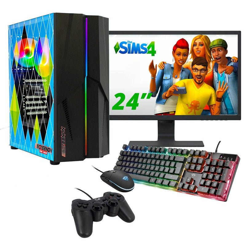 ScreenON - Complete Sims 4 Gaming PC Set - X10749 - V1 ( Game PC X10749 + 24 Inch Monitor + Toetsenbord + Muis + Controller ) - ScreenOn