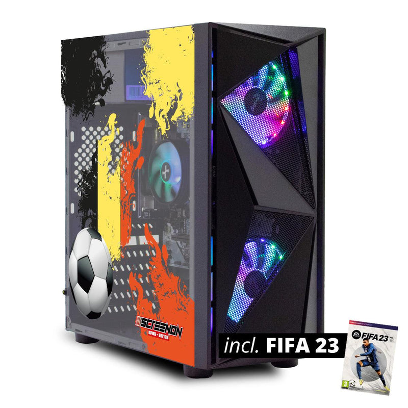 ScreenON - FIFA 23 Gaming PC Set + gratis FIFA 23 game cadeau – België edition - (GamePC.FF23-V1105124 + 24 Inch Monitor + Toetsenbord + Muis + Game controller) - ScreenOn