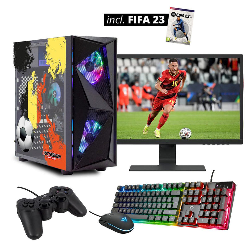 ScreenON - FIFA 23 Gaming PC Set + gratis FIFA 23 game cadeau – België edition - (GamePC.FF23-V1105127 + 27 Inch Monitor + Toetsenbord + Muis + Game controller) - ScreenOn