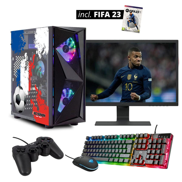 ScreenON - FIFA 23 Gaming PC Set + gratis FIFA 23 game cadeau – Frankrijk edition - (GamePC.FF23-V1103027 + 27 Inch Monitor + Toetsenbord + Muis + Game controller) - ScreenOn