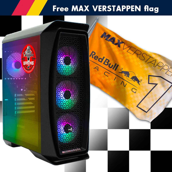 ScreenON - Racing GamePC + Max Verstappen Flag - Ryzen 5 - 480GB M.2 SSD - RTX 3050 - GamePC.V588108 - WiFi - ScreenOn