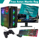 ScreenON - Racing Gaming Set + Aston Martin Flag - F4225024 - (GamePC.F12050 + 24 Inch Monitor + Toetsenbord + Muis + Controller + Gratis Aston Martin Flag) - ScreenOn